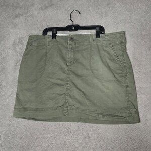 Caslon Cargo Style Mini Skirt Women's 14 Green Pockets Coastal Chic Gypsy Boho